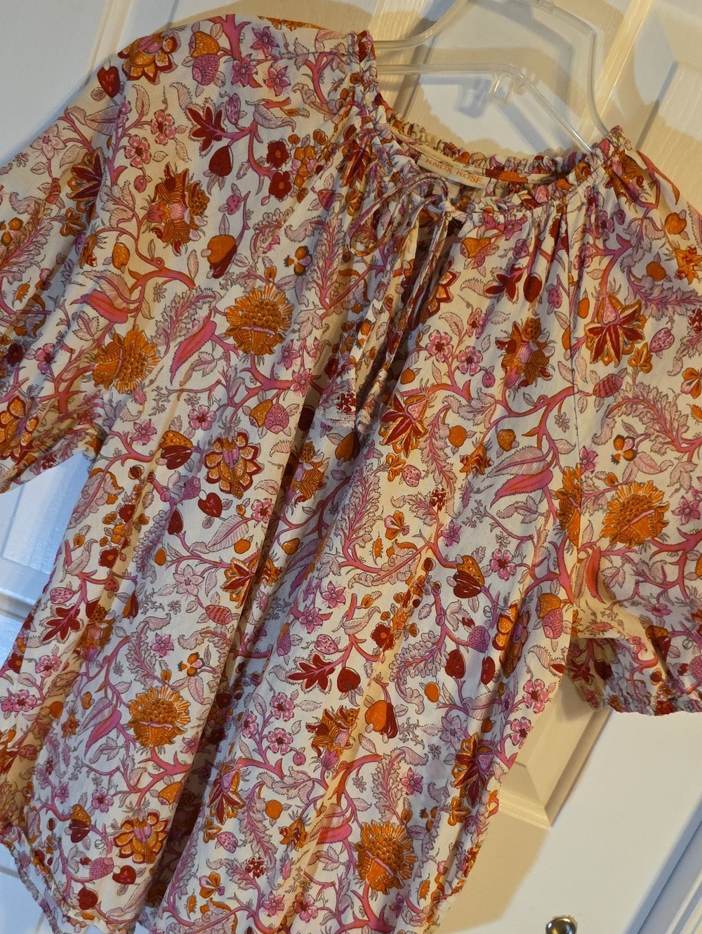Knox Rose Floral Tunic in Pink & Orange on Cream